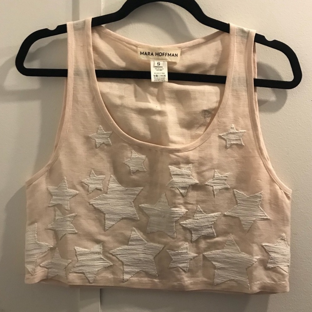 Mara Hoffman Star Embroidered Linen Crop Top Small